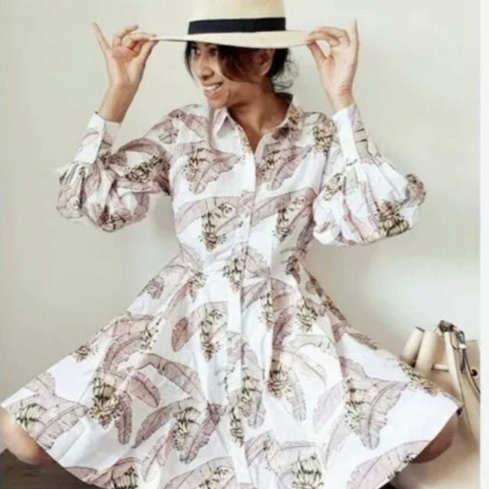 DESMOND & DEMPSEY x H&M Banana Balloon Sleeve Dress size xxs